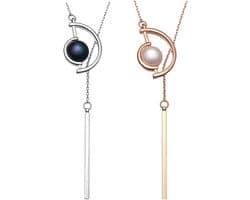 Dailygoods- Hangende Kettingen 70 Cm - Eenvoudig/Modieus - Gouden/Zilveren - 2 Stuks - Duurzaam - Ideaal Voor Dagelijks Gebruik - Halskettingen