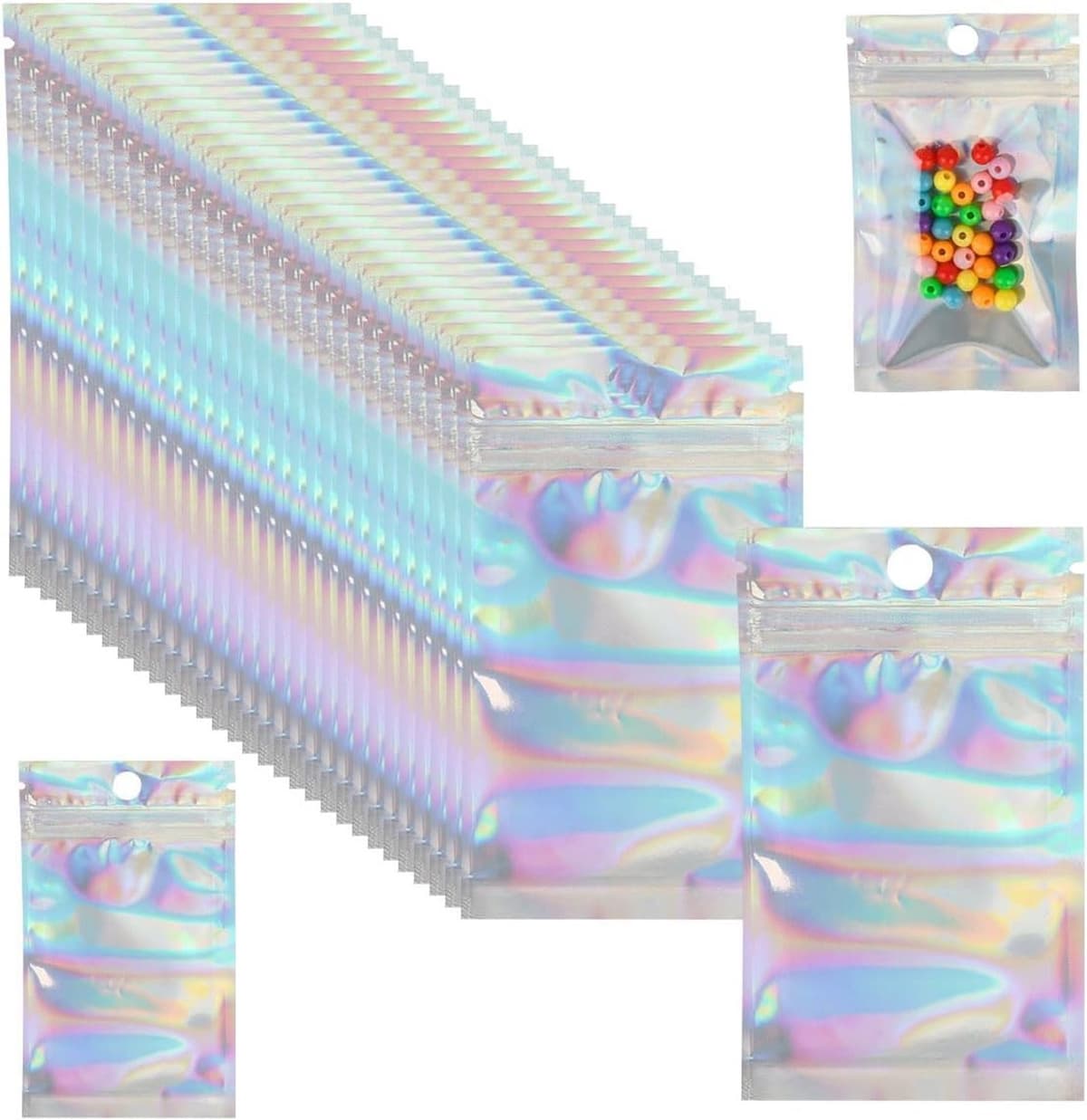 Holografische Zakken - 6 x 10 cm - Hersluitbare Waterdichte Zak met Geurbestendige Eigenschappen - Voor Snoep en Snacks — afbeelding 1