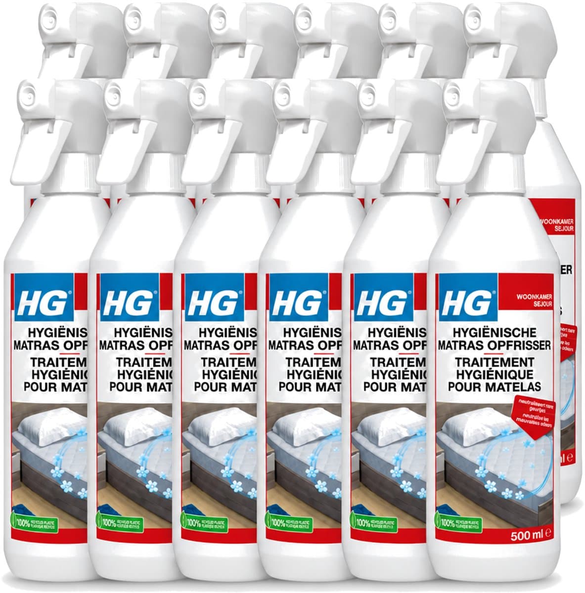 12 x HG - Hygiënische Matras Opfrisser - Werkt Na 30 Minuten - Neutraliseert Nare Geurtjes - 500 ml - Voordeelverpakking - 12 stuks — afbeelding 1