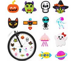 12 Pieces Reflective Halloween Clips for Kids Bike, Spoke Decoration with Pumpkin Ghost and Bat, Safe and Funny - ShopVlot