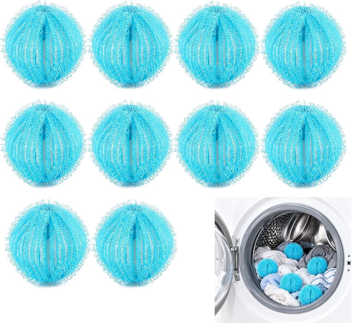 Anti-haarballen voor de wasmachine, 10 stuks, nylon, blauw — afbeelding 1