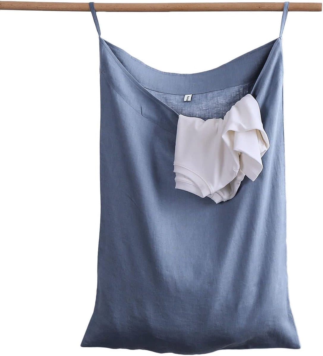 100% Linnen Waszak Deurhangend 70 x 50 cm Donkerblauw — afbeelding 1