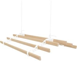 Plafond Kledingdroger met Katrol 6 Latten 0.9m Wit - Ruimtebesparend en Duurzaam Droogrek