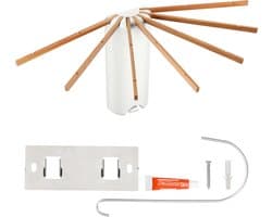 Wanddroogrek - Droogrek Inklapbaar - Wasrek - Droogtoren - Droogrekken - Wit met Bruin