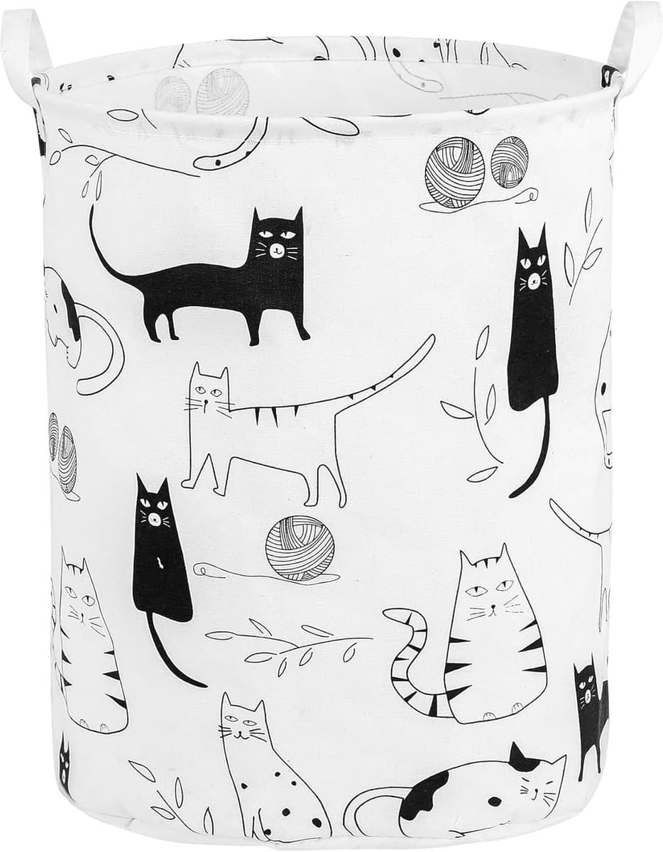 Dierenkattenpatroon - Opvouwbare wasmand - Geschikt voor kinderkamers - Unisex - Draagbare hoge opvouwbare schattige wasmand - Opbergrek - Opbergmand voor kinderkamers met handvat — afbeelding 1