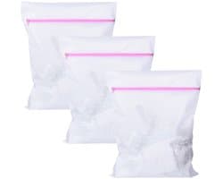 Dailygoods- Wasnetten 3 Stuks - Fijnmazige Waszak - Herbruikbare Netwaszak - Ritssluiting - 50 cm x 60 cm - Beschermt Kleding tegen Schade