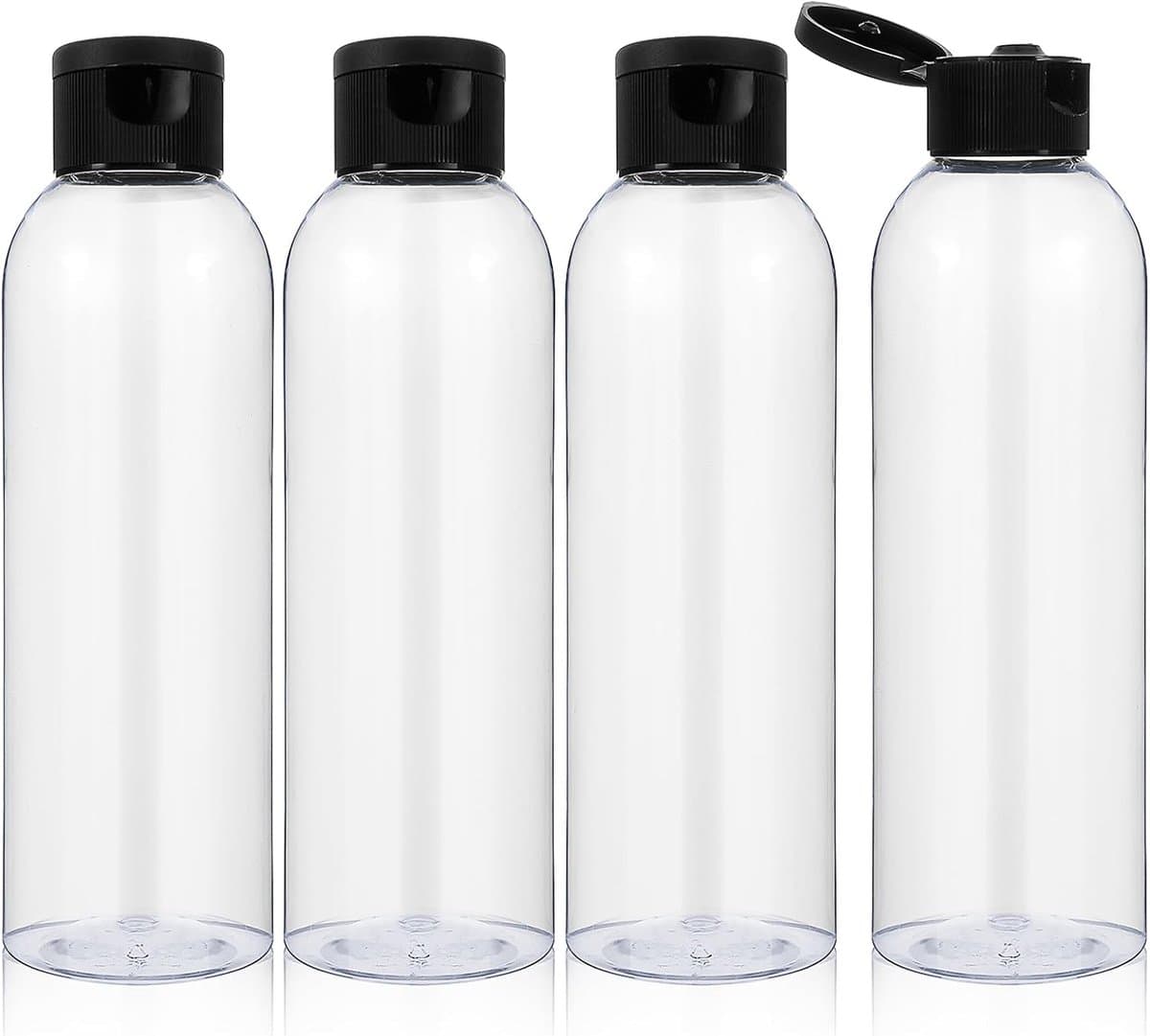 4 stuks 200 ml reisflessen met flipdop, lege dispenser, plastic fles, navulbare flessen voor shampoo, lotion, cosmetica (transparant) — afbeelding 1
