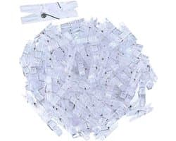 Dailygoods- Knijpers Mini 100 Stuks - Kunststof - Transparant - Wasknijpers - Fotoknijpers - Decoratie - Robuuste Klemkracht