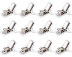 Gewatteerde Troosterclips - Dekbedclips voor Dekenbevestiging - Witte Clips - Voorkomt Verschuiven - Ideaal voor Beddengoed - 12 Stuks