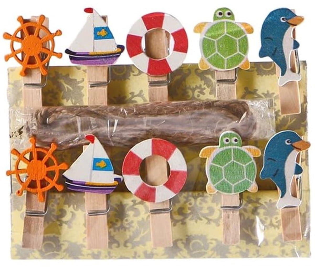 Verpakking van 10 Mini Houten Klemmen, Maritieme Cadeaus, Houten Wasknijpers, Decoratieve Clips, Decoratie Clips, Maritieme Decoratie, Klemmen, Fotoklemmen voor Knutselen, voor Fotowand, Fotolijst, — afbeelding 1