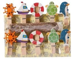 Verpakking van 10 Mini Houten Klemmen, Maritieme Cadeaus, Houten Wasknijpers, Decoratieve Clips, Decoratie Clips, Maritieme Decoratie, Klemmen, Fotoklemmen voor Knutselen, voor Fotowand, Fotolijst,