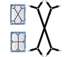 2 Pcs Sheet Support Straps Long Adjustable Bed Sheet Clips Adjustable Cross Tensioners for Fitted Sheet Compatible - ShopVlot