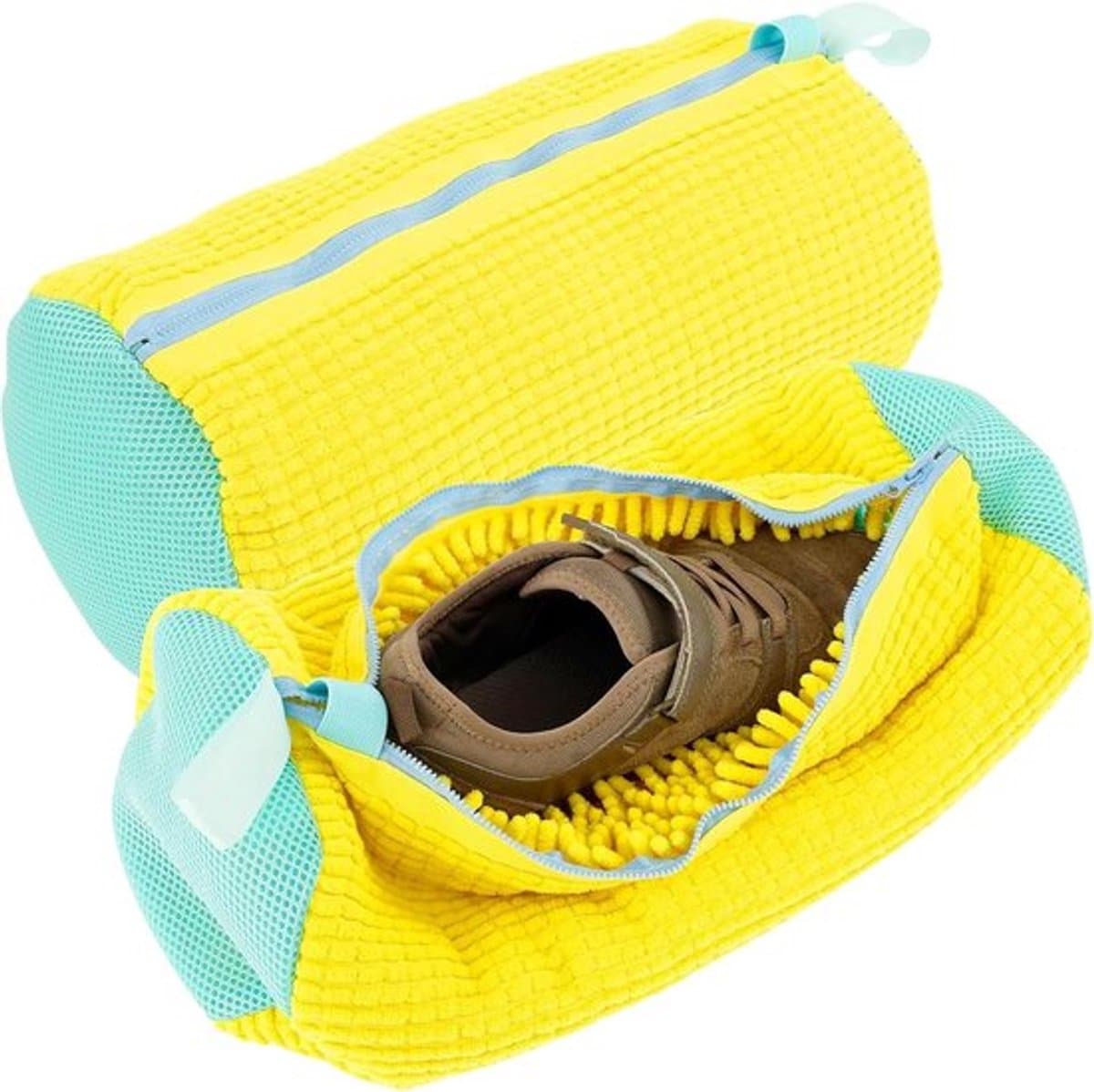Schoenwaszak voor wasmachine, 2 stuks, dikke schoenwaszak, 360 graden reiniging, herbruikbare waszak met ritssluiting, schoenen, waszak voor netschoenen, sneakers, 39 x 19 cm, geel — afbeelding 1