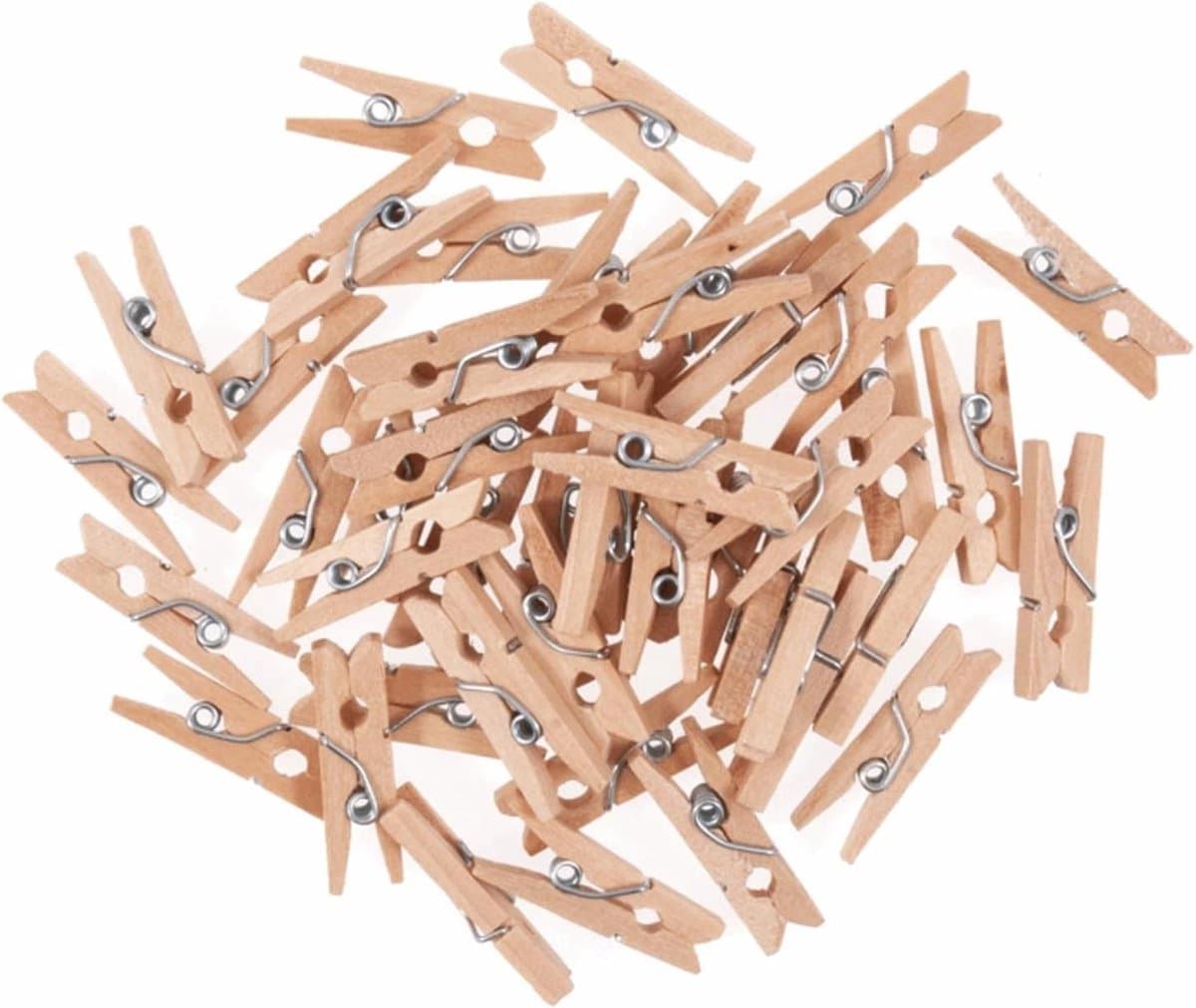 Mini Houten Knijpers - Kleine Clips - Knutselen Decoratie - Natuurlijk Hout - 60 Stuks 25mm - Natuurlijk — afbeelding 1