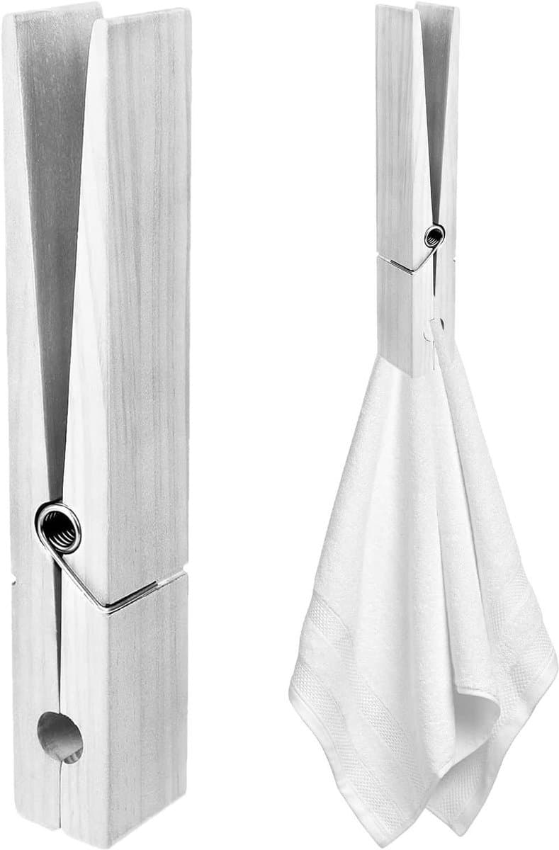 Houten Wasknijpers - Handdoek Clips - Handdoeken Ophangen - Gigantisch Formaat - 30 cm - Hout — afbeelding 1
