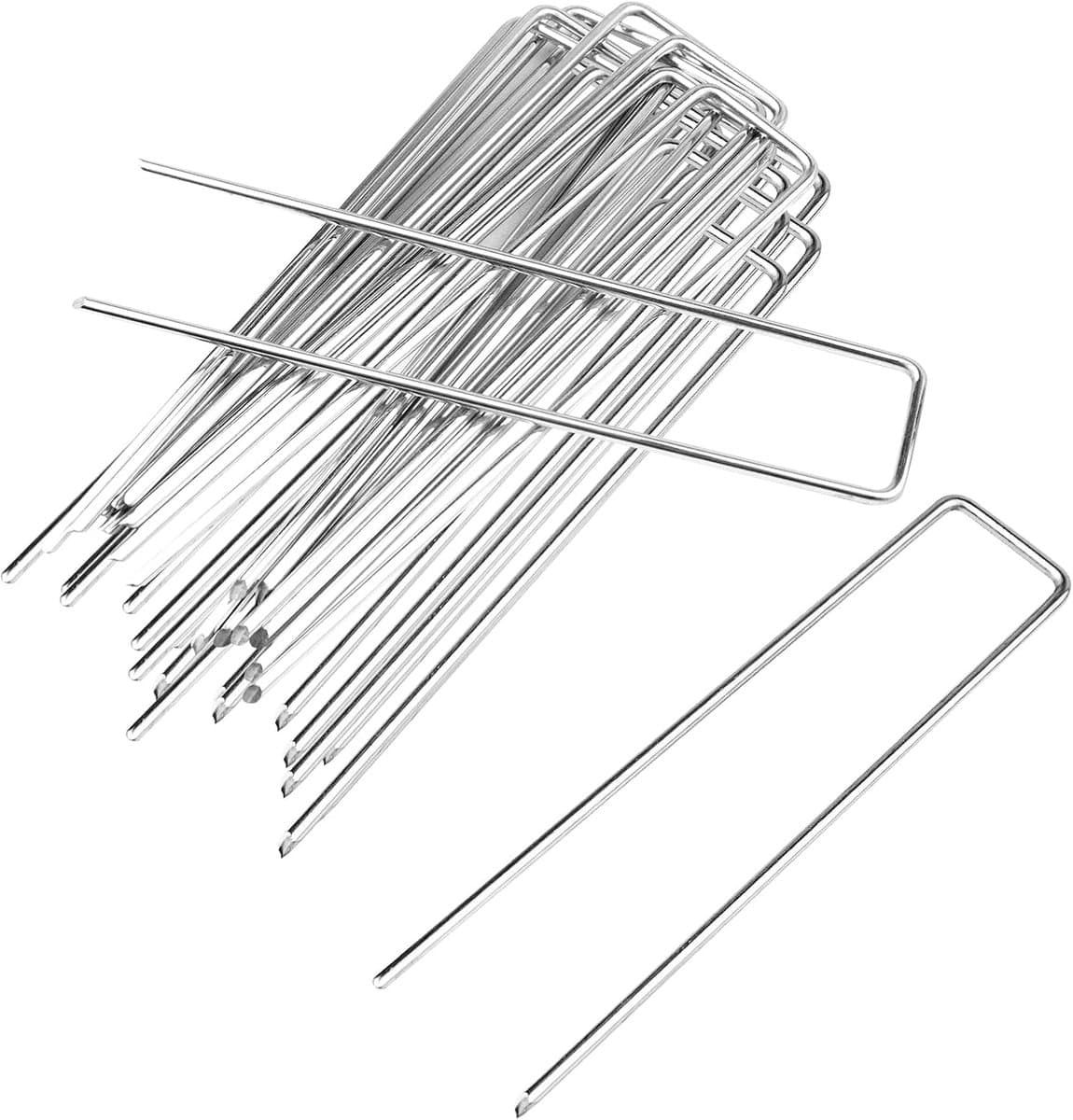SnelShoppen - 50 Stuks Robuuste Gegalvaniseerde U-vormige Nagels voor Onkruidbestrijding, Ideaal voor Tuin, Grondankers, Hard Staal, Gemakkelijk te In — afbeelding 1