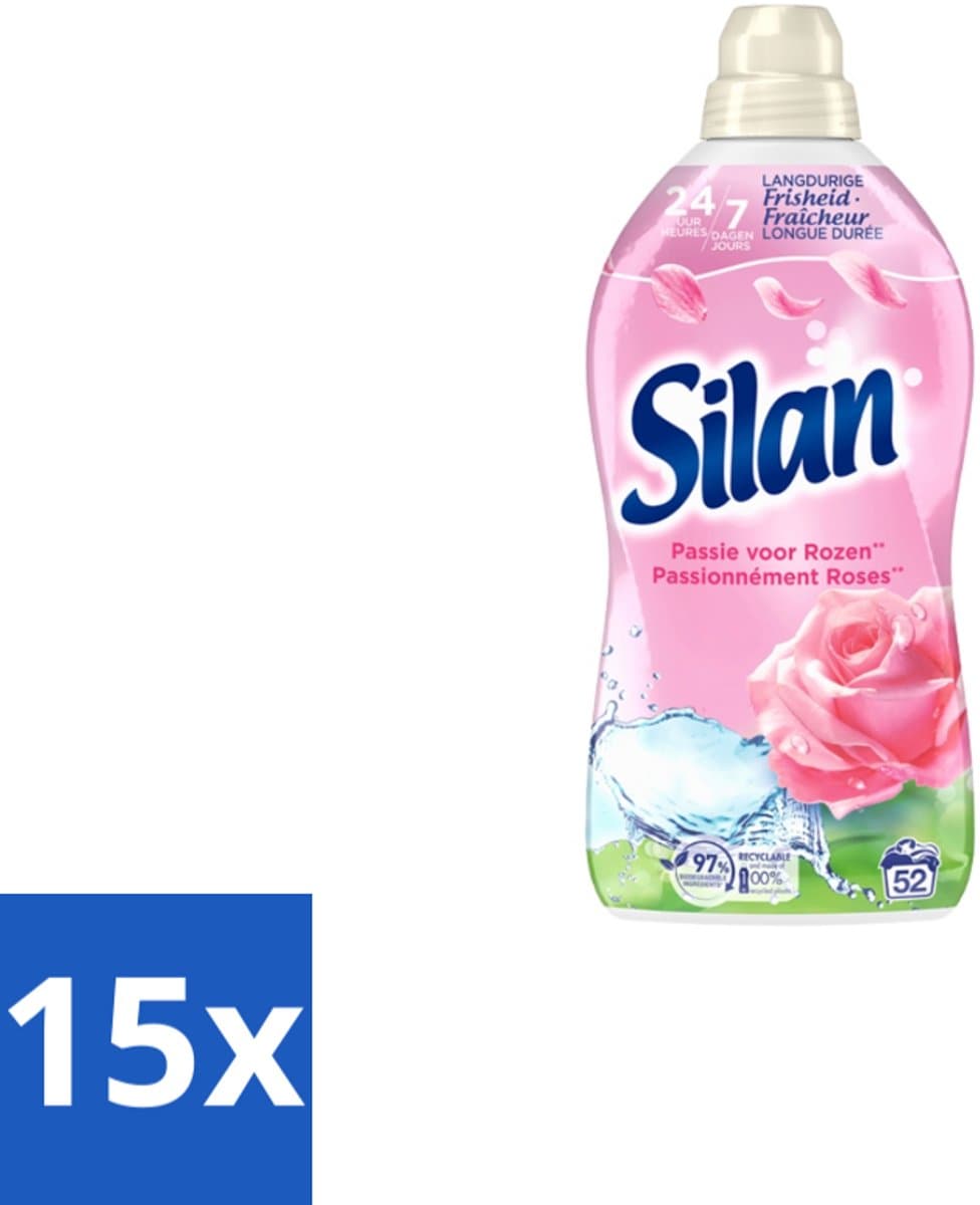 15 x Silan – Wasverzachter – Classic Pink Passie voor Rozen – 1144 ml - Wasverzachter - Roze Geur - Wasgoed Verzachter - Kleding Verzachter - Statische Elektriciteit — afbeelding 1