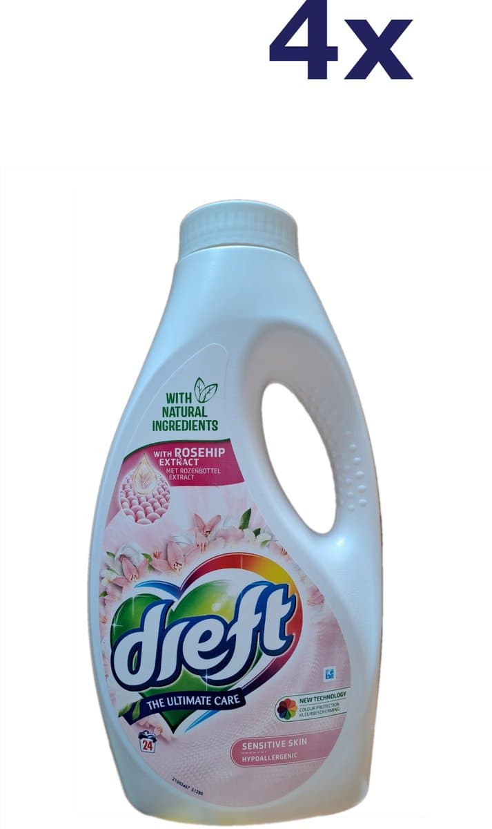 Dreft Ultimate Care Sensitive Skin Vloeibaar Wasmiddel - 4 x 1.32 l (96 wasbeurten) — afbeelding 1