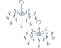 Sokkendroger (2-pack), opvouwbare mini-rotatiedroger, kampeerdroger, kan worden gebruikt voor het ophangen van sokken, ondergoed, babykleding en kleding voor huisdieren (blauw)