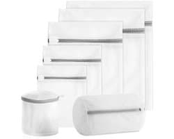 YONO Waszakken Set XL - 7 Stuks - Wasnetten met Rits voor Wasgoed - Waszak Wasmachine - Groot - Wit