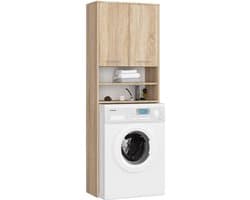 Badkamerkast voor Wasmachine FIN / Hoge Wasmachinekast met 2 Deuren / AKORD Furniture Factory / Sonoma Eik / 64 x 180 x 30 cm