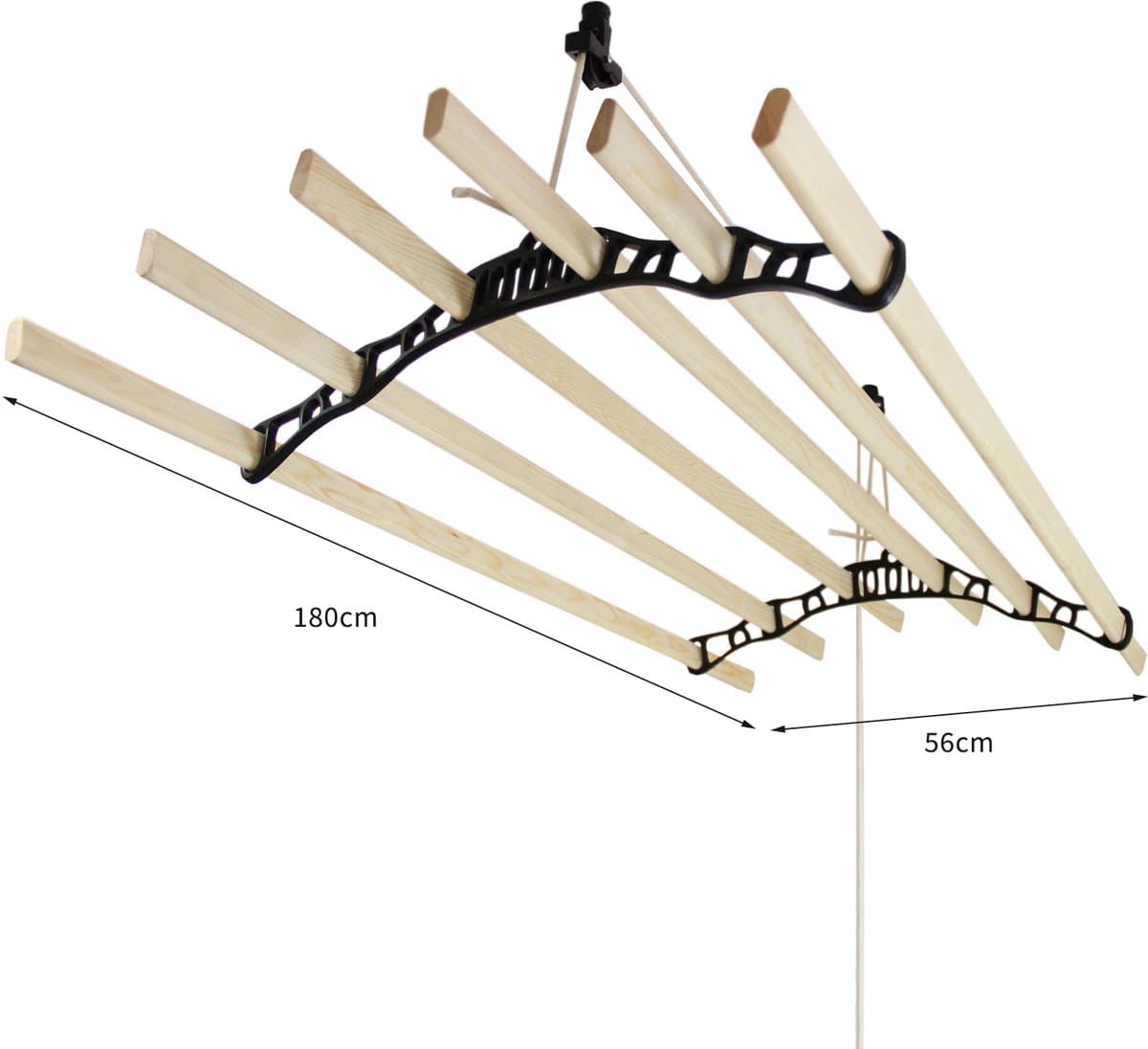 Droogrek Ophangbaar - Zwart - 1.8 meter - plafond wasrek — afbeelding 1