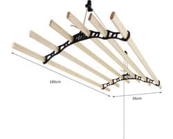 Droogrek Ophangbaar - Zwart - 1.8 meter - plafond wasrek