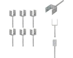 vidaXL - Grondankers - 6 - st - 8x6x30 - cm - gegalvaniseerd - staal - zilverkleurig — afbeelding 1