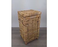 MigoStyling - Wasmand - Vierkant - Met deksel - 30x30x55 - Riet - Rotan - Naturel — afbeelding 1