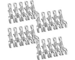 Roestvrijstalen handdoekklemmen - 20 stuks, 85 cm strandhanddoekclips, grote wasknijpers voor camping, windbestendig