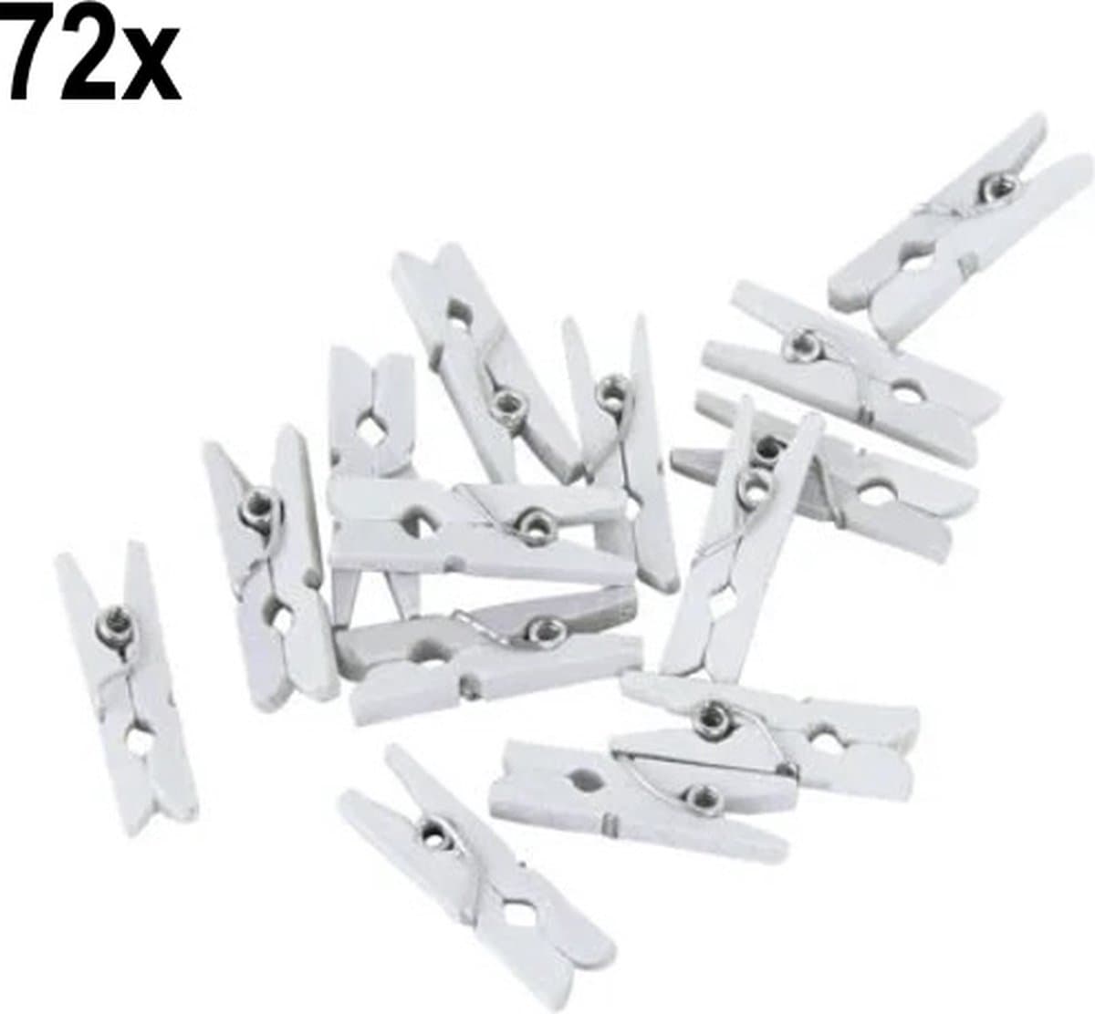72x Mini Houten Knijpers Wit — afbeelding 1