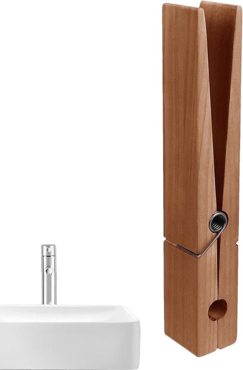 Houten Kledinghanger Clips - Grote Was Knijpers - Handdoeken Ophangen - Nooit Meer Markeringen - 30 cm - Zwart Walnoot — afbeelding 1