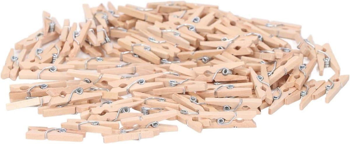 Houten Wasknijpers - Ambachtelijke Spelden - Kleding Ophangen - Voortreffelijk Vakmanschap - 100 Stuks - Houtkleur — afbeelding 1