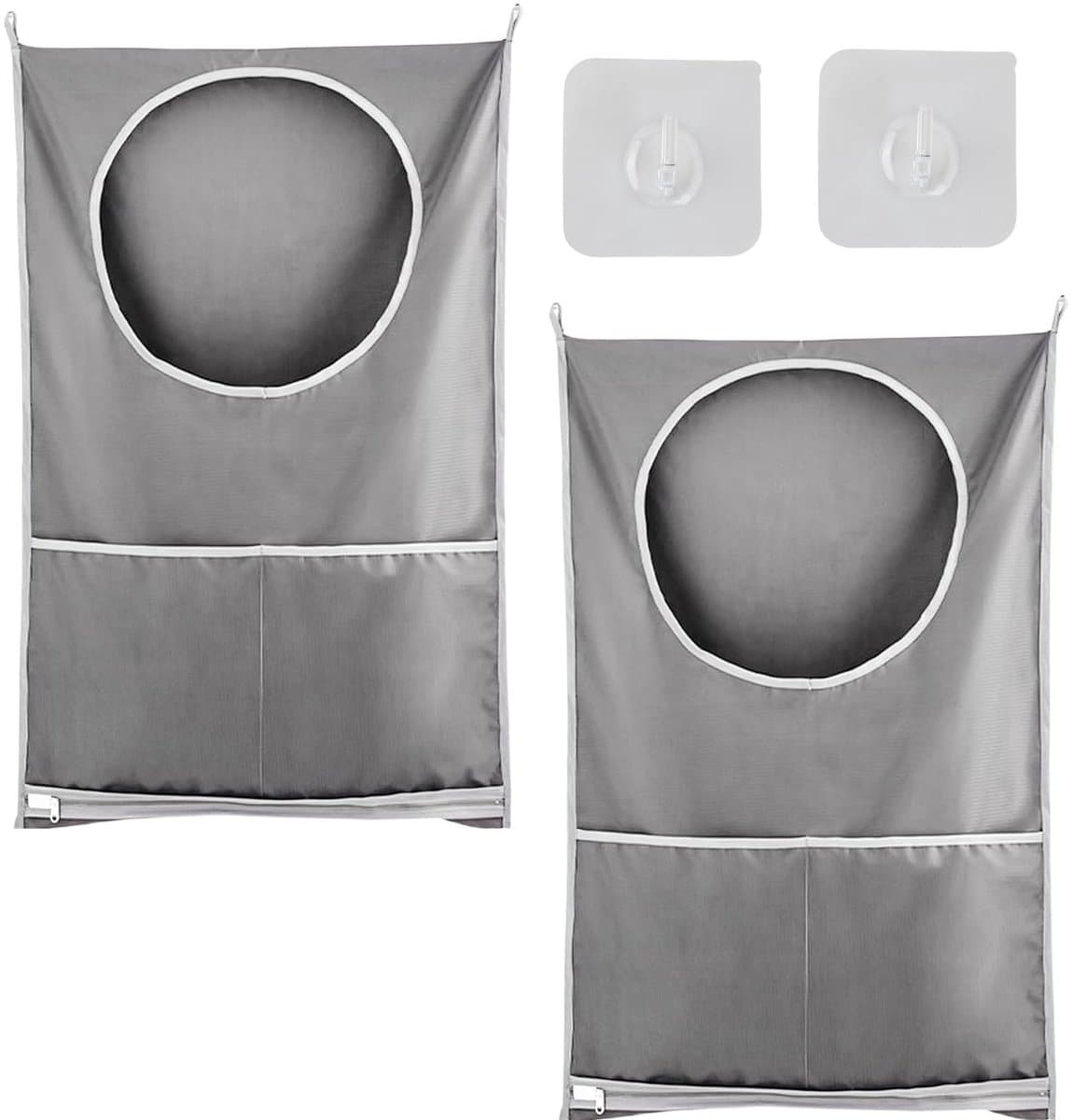 Allecto - Hangende Waszakken - Ruimtebesparend - Waterdicht - Grijs - Grote Capaciteit - Voor Vuile Kleding - Thuis en Reizen — afbeelding 1