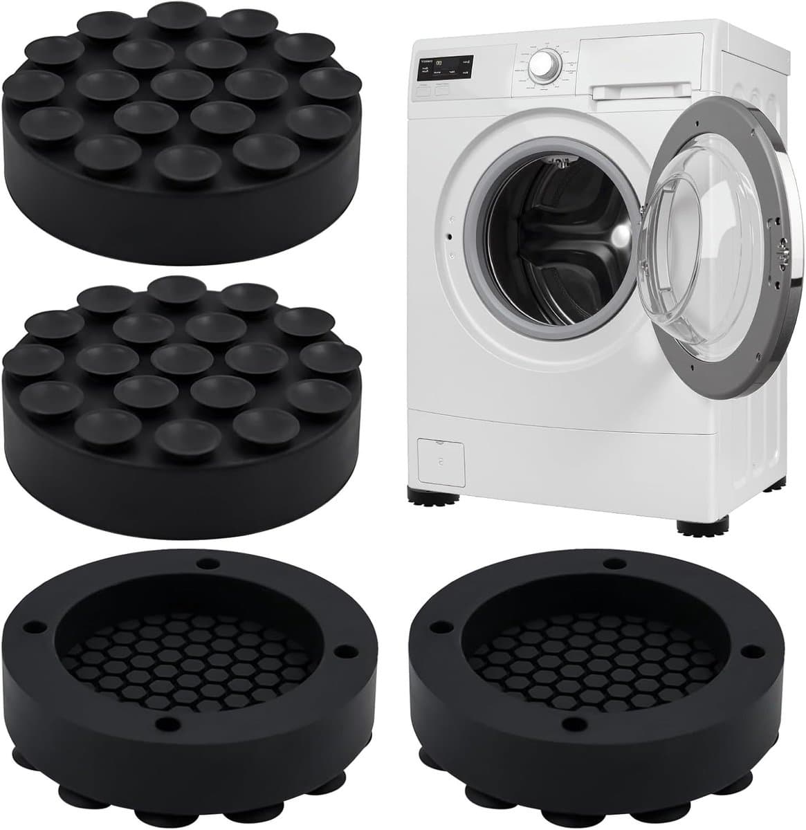 4 Pcs Vibration Dampers for Washing Machine Feet, Rubber Feet Vibration Dampers, Anti-Vibration Pads for Washing - ShopVlot — afbeelding 1