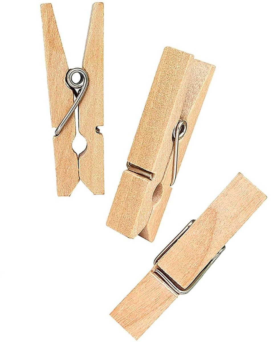 Allecto - Hout Wasknijpers - 100 Stuks - Compact Formaat - Foto Clips - Ambachten en Cadeau Inpakken - Geschikt voor Creatieve Projecten - Natuurli... — afbeelding 1