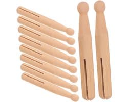 Houten Mini Poppen - Wasknijpers Foto Knijpers - Knutselen Decoratie - Oude Stijl Ontwerp - 11x1.3cm - Gekleurd