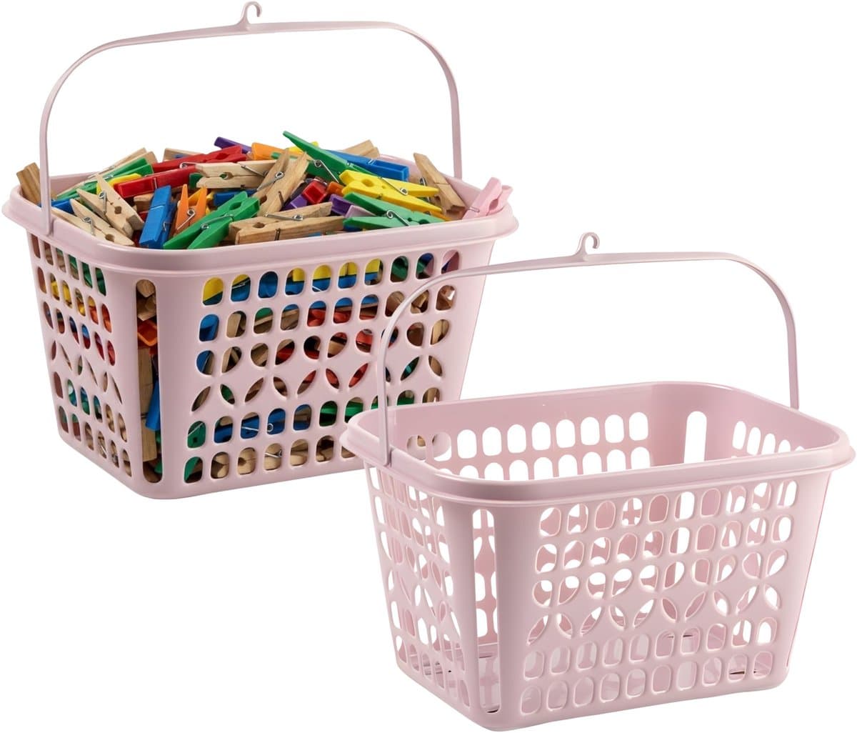 Plasticforte Knijpermandje - 2x - roze - 20 x 25 cm - kunststof - wasknijpertasje/knijperzak — afbeelding 1