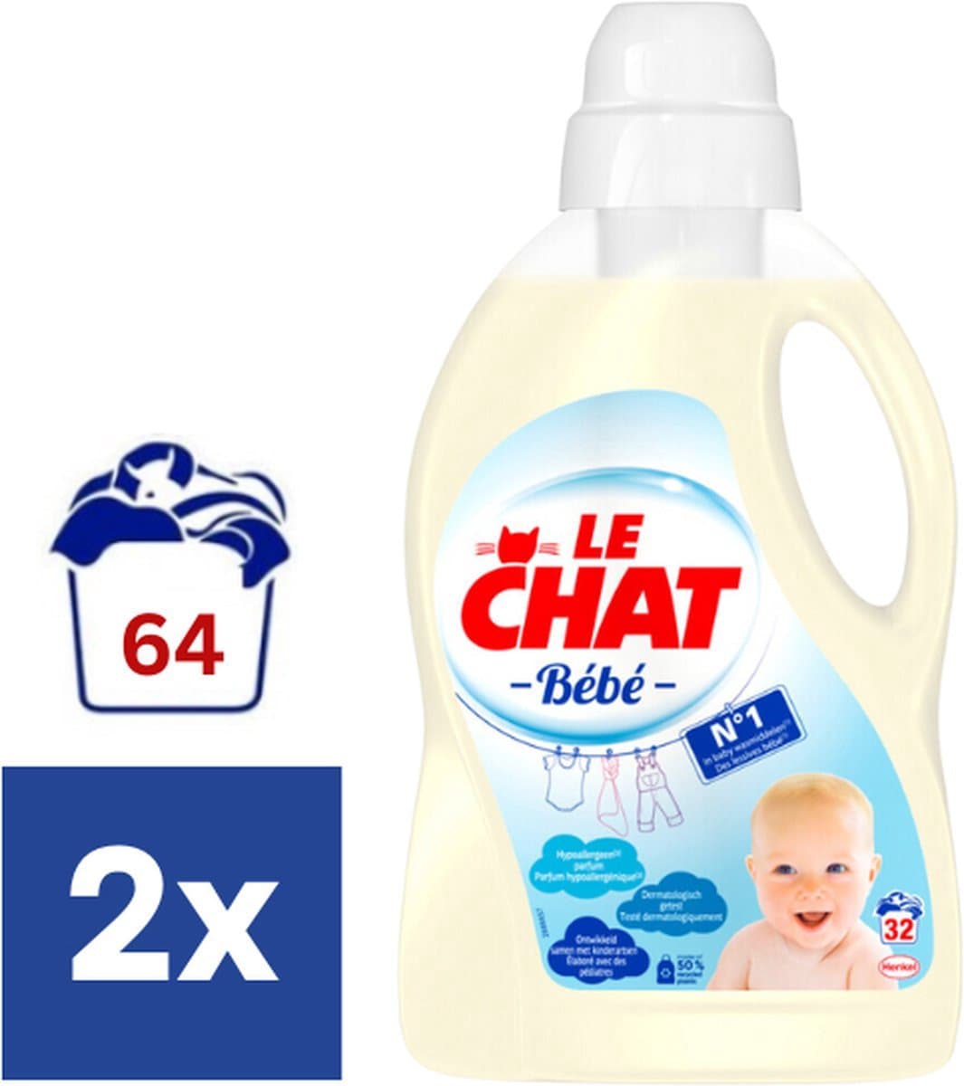 Le Chat Baby Vloeibaar Wasmiddel - 2 x 1.440 l (64 wasbeurten) — afbeelding 1