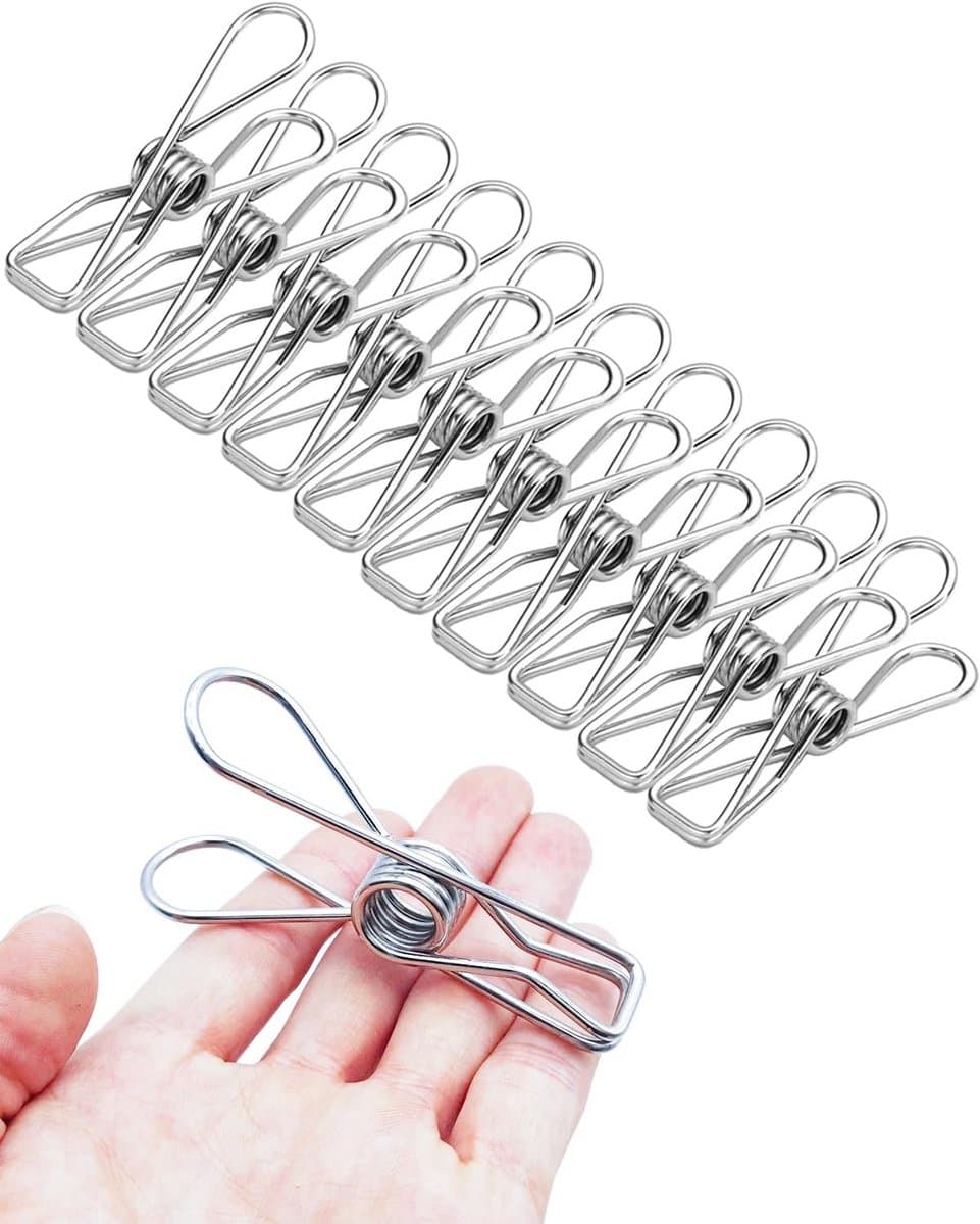Roestvrijstalen Wasknijpers - Metalen Clips - Kleding Ophangen - Corrosiebestendig - 10 stuks - Zilver — afbeelding 1