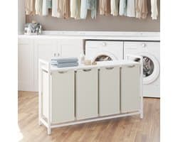 Wasmand – Metalen frame – Rustiek bruin en zwart – 4 vakken met uitneembare zakken en plank