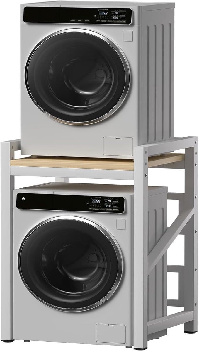 Opbergrek Boven Wasmachine met 3 Stelbare Intensiteit, Metalen Waskast Met Planken — afbeelding 1