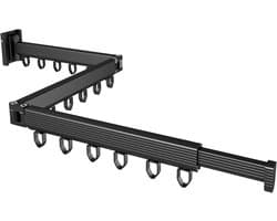 Wall Mounted Clothes Drying Rack - Triple Foldable Design for Laundry, Balcony, Mud Room, Bedroom - Black
