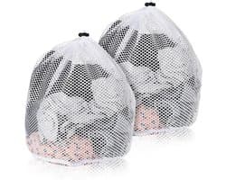 set van 2 fijnmazige wasnetten voor de wasmachine - waszakken 40 x 50 cm met koordstopper voor delicaat wasgoed - truien, jassen, overhemden, sokken.