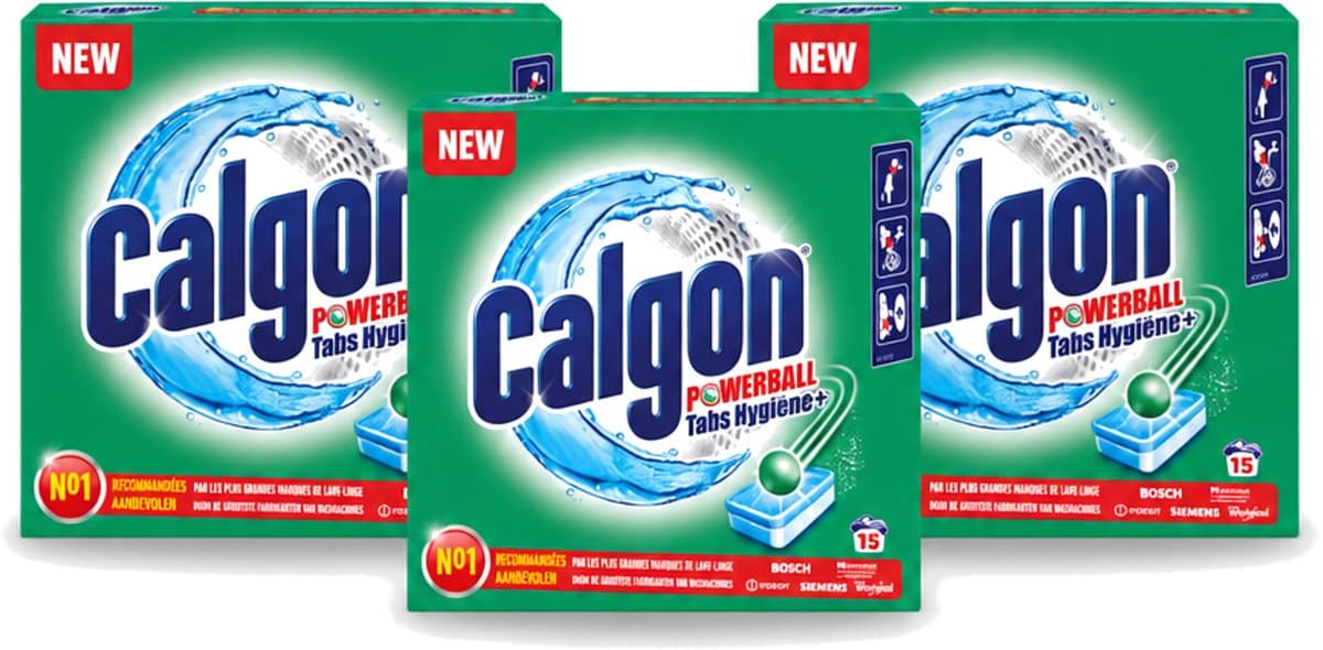 3 x Calgon - Wasmachinereiniger - Tegen Kalk - 15 Tabletten - Voordeelverpakking - 3 stuks — afbeelding 1