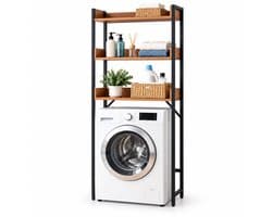 Wasmachine kast - 166x63x25 cm - natuur-zwart