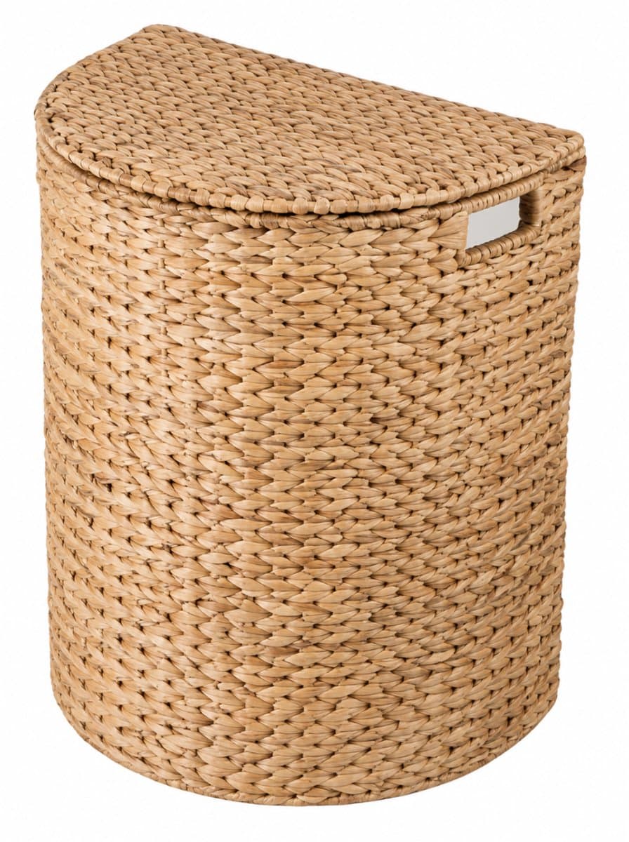 CALICOSY - Halvemaanvormige wasmand van waterhyacint met deksel L45 cm - NILA — afbeelding 1