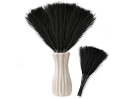50 stuks gedroogd pampasgras, decoratie, 55 cm, kunstzwart, pluizig pampasgras, boho-decoratief pampasgras voor bruiloft, kantoor, slaapkamer, woonkamer