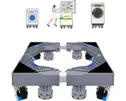 Wasmachine-onderstel met wieltjes, wasmachinesokkel, platform voor koelkast, droger en vriezer, berenbelasting 200 kg, verhoging 9,5 cm, verstelbare breedte (47 - 68 cm)