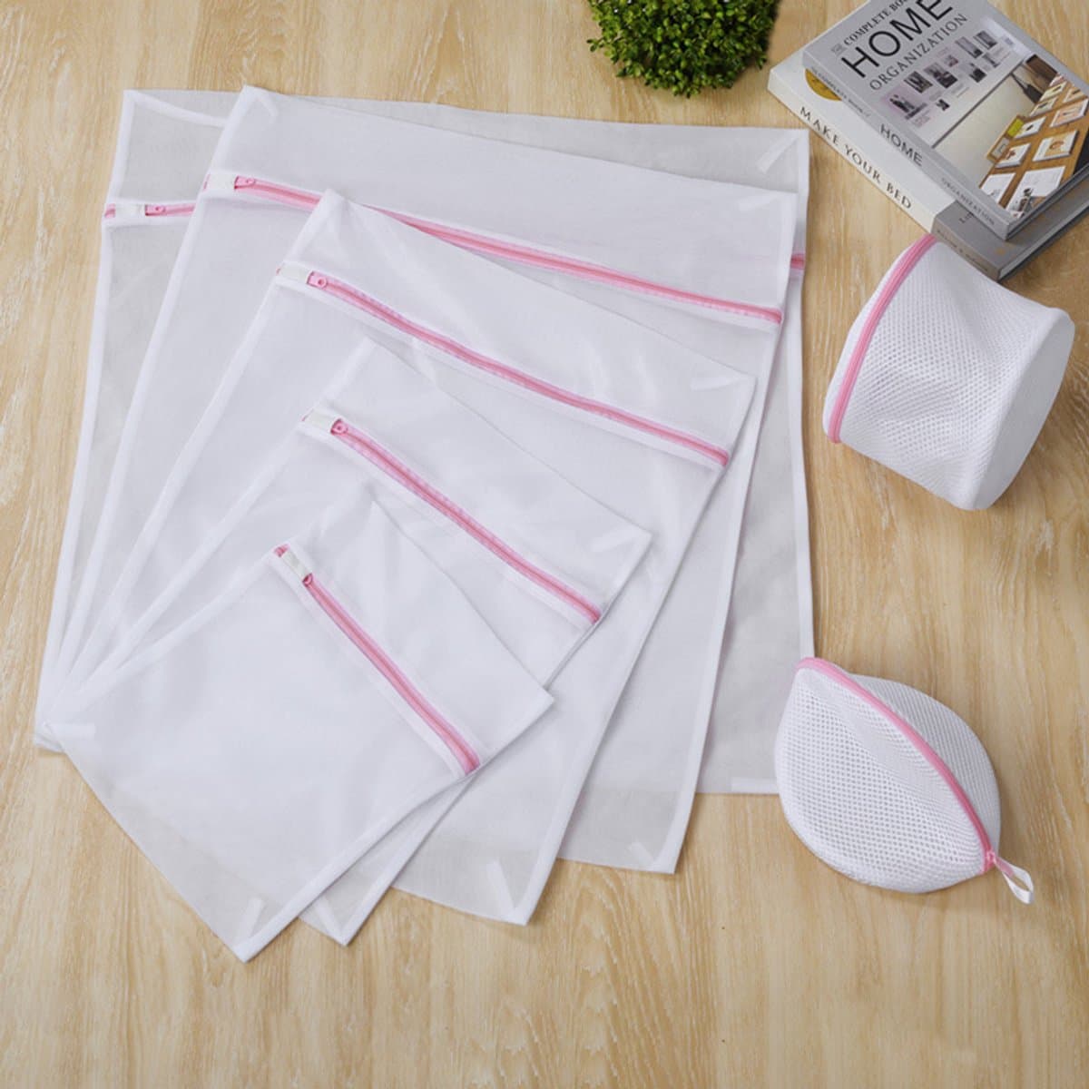 Set van 7‑stuks wasnet‑waszakken, geschikt voor wasgoed, lingerie, bh‑ondergoed en grotere kledingstukken. — afbeelding 1